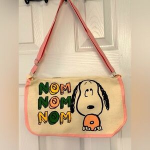 Unique Fun Cute Anime Snoopy Cartoon Crossbody/Shoulder Bag- Cream and Pink